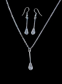 SSET - Silver Lacrosse Earring and Necklace Set